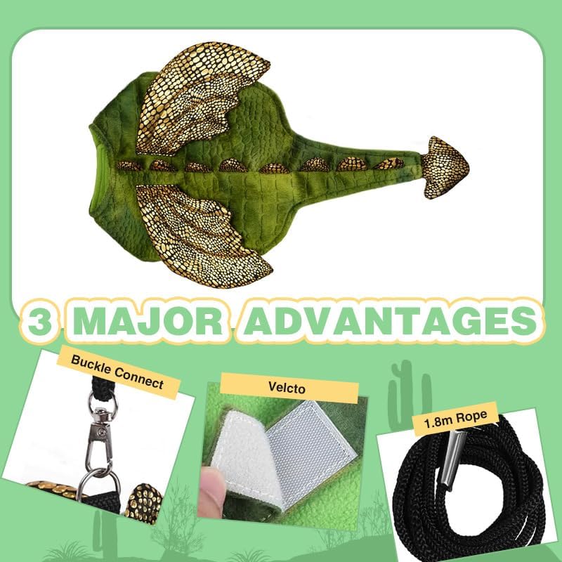 hokable Bearded Dragon Harness Leash Set, Dinosaur Cosplay Halloween Pet Costume for Bearded Dragon Reptiles (Small) - Image 5